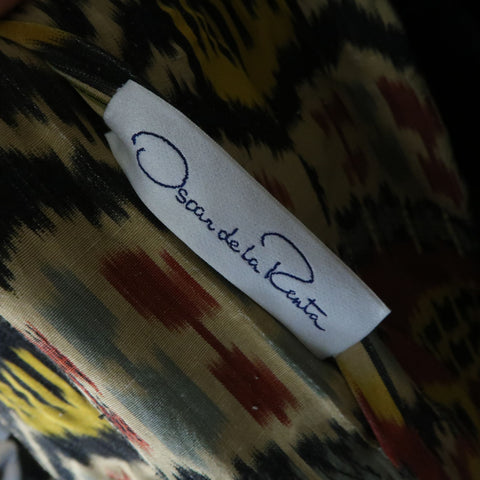 OSCAR DE LA RENTA Size L Ikat Silk & Embroidered Mink Reversible Opera Coat