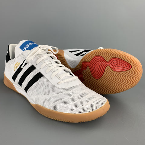 ADIDAS Size 12 White & Black Stripe Fabric Lace Up Sneakers