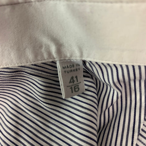 ERMENEGILDO ZEGNA Size L White & Black Stripe Cotton Button Up Long Sleeve Shirt