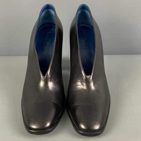 CELINE Size 7.5 Black Leather Chunky heel Boots