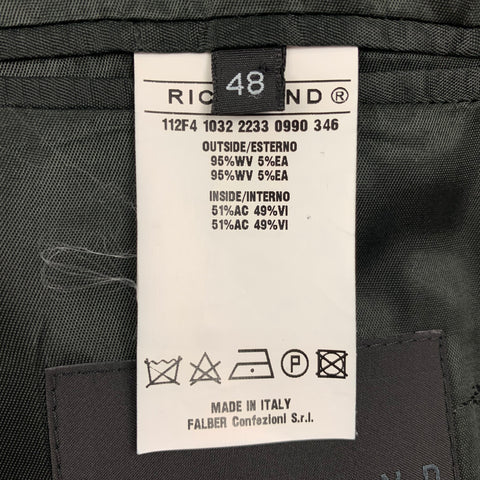 JOHN RICHMOND Size 38 Black Wool Peak Lapel Sport Coat