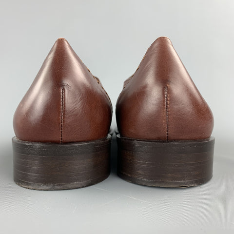 COLE HAAN Size 10.5 Brown Stitched Leather Cap Toe Lace Up Shoes