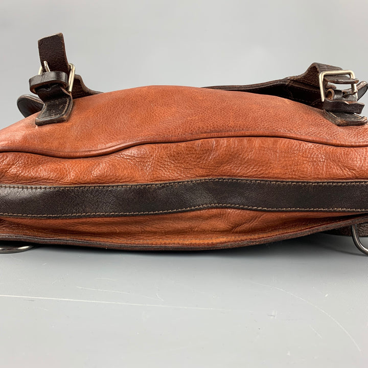DRIES VAN NOTEN Brown Leather Rectangle Messenger Bag