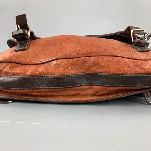 DRIES VAN NOTEN Sac messager rectangulaire en cuir marron