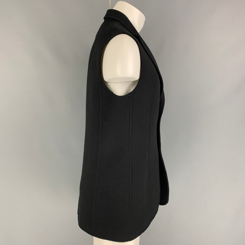 RAF SIMONS Chaleco con solapa de muesca de lana virgen negra talla 40