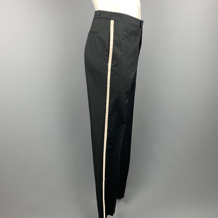MAISON MARTIN MARGIELA Size 36 Black Cotton White Stripe Dress Pants