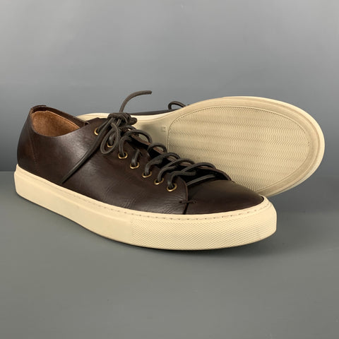 BUTTERO Taille 11 Chaussures basses à lacets en cuir crème marron