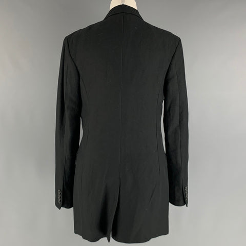 POLO by RALPH LAUREN Size 10 Black Linen Viscose Double Breasted Coat