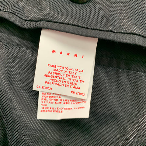 MARNI Size 38 Grey Black Grid Wool Cotton Notch Lapel Sport Coat