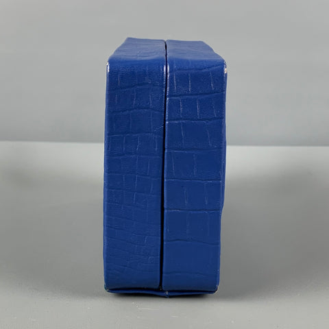 GERALEH MIZRAHI Blue White Leather Clutch Handbag
