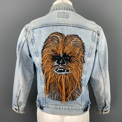 LEVI'S Star Wars Limited Edition Size 38 Blue Chewbacca Embroidery Denim Trucker Jacket