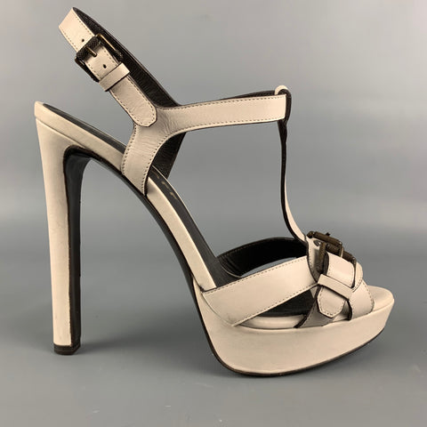BELSTAFF Sandalias de plataforma con correa en T de cuero hueso talla 8