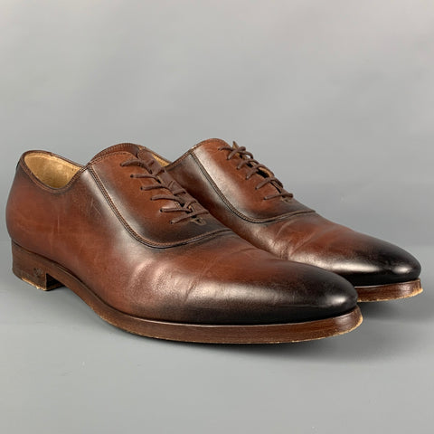 GUCCI Size 8.5 Brown Ombre Leather Lace Up Shoes