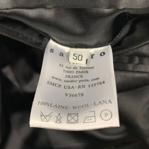 SANDRO Size 40 Black Wool Tuxedo Sport Coat