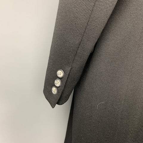 D&G by DOLCE & GABBANA  Size L Black Twill Wool Single Breasted Coat