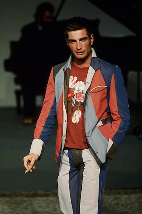 VIVIENNE WESTWOOD SS 2000 Talla 40 Traje de seda de algodón con rayas verticales multicolor