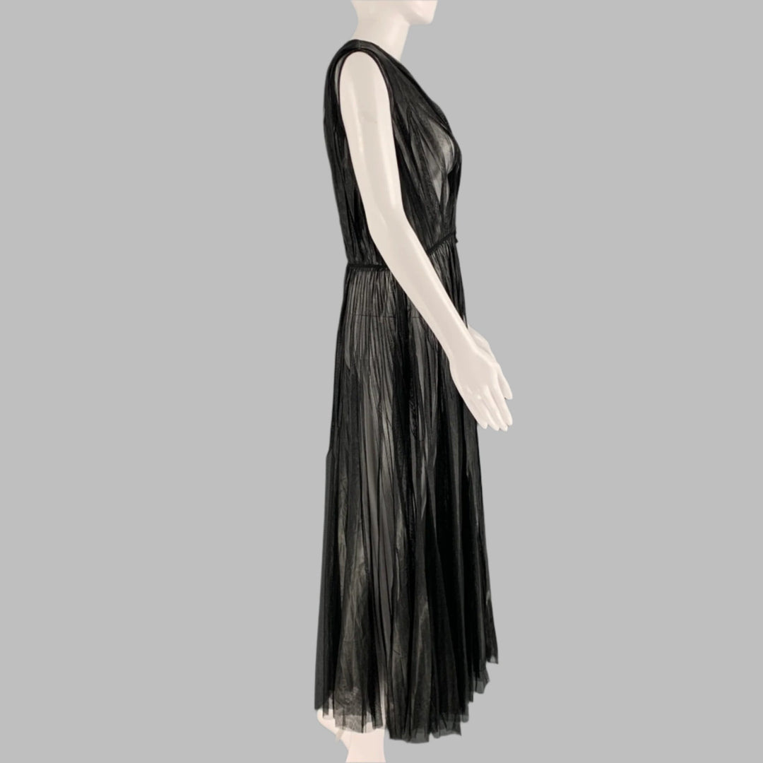 GUCCI Size 6 Black Polyester Pleated A-Line Dress