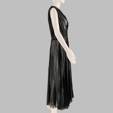 GUCCI Size 6 Black Polyester Pleated A-Line Dress