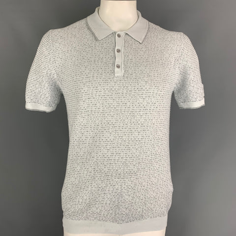 REISS Size M White & Grey Stripe Cotton Polo