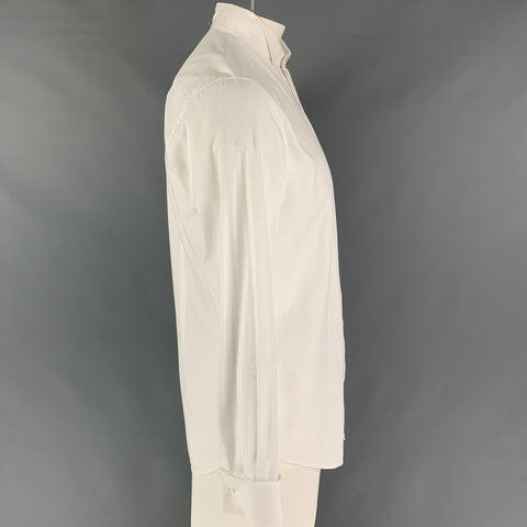 D&G by DOLCE & GABBANA Size M White Grid Cotton Tuxedo Long Sleeve Shirt