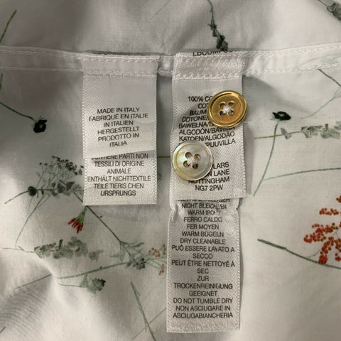 PAUL SMITH Size S White &  Green Print Cotton Button Up Long Sleeve Shirt