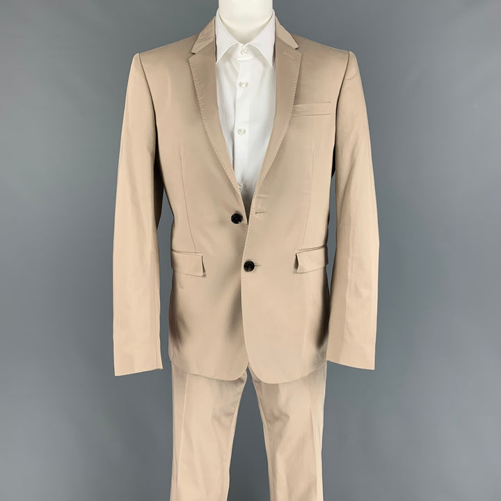 BURBERRY LONDON Size 36 Beige Cotton Notch Lapel Suit