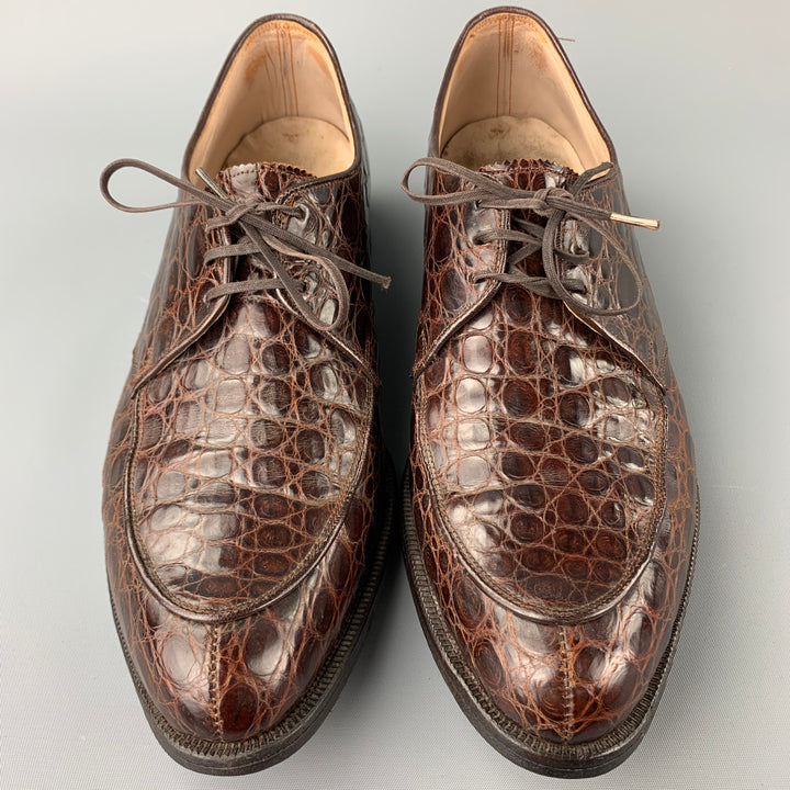 NETTLETON Size 9 Brown Embossed Leather Cap Toe Lace Up Shoes