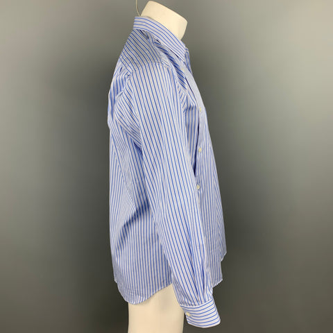 COMME des GARCONS SHIRT Size M Blue Stripe Cotton Button Up Long Sleeve Shirt