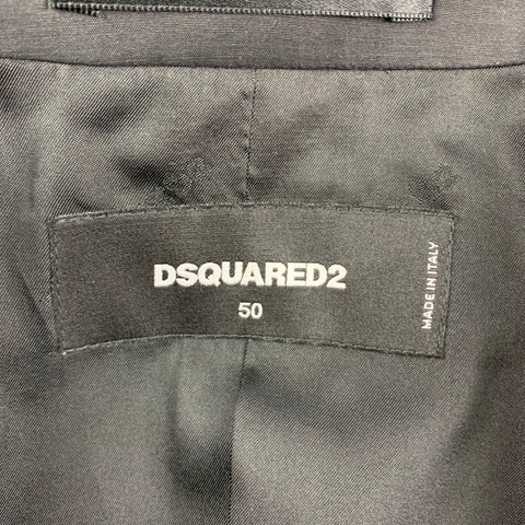 DSQUARED2 Size 40 Navy Black Sequined Polyester Peak Lapel Sport Coat