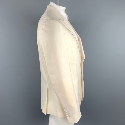 NEIL BARRETT Size 44 Cream Jacquard Wool Peak Lapel Sport Coat