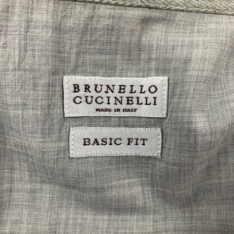 BRUNELLO CUCINELLI Size XXL Purple Stripe Cotton Basic Fit Long Sleeve Shirt