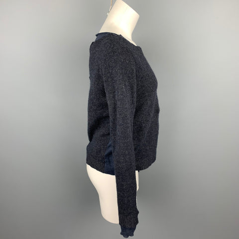 INHABIT Size S Navy Knitted Wool Blend Layered Pullover