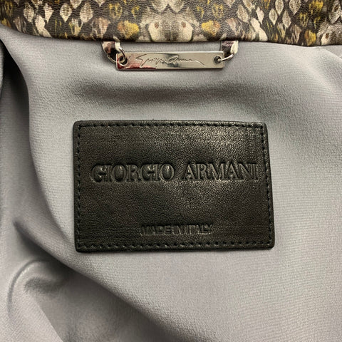 GIORGIO ARMANI Size 6 Grey Multi-Color Snake Skin Print Silk Lamb Leather Zip Up Coat