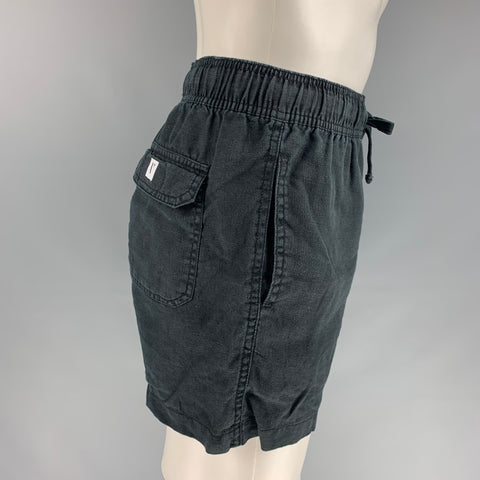 VENROY Taille S Short en lin noir avec cordon de serrage