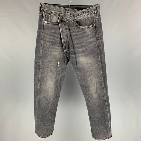 R13 Size 27 Charcoal Wash Denim Zip Fly Crossover Waist Jeans