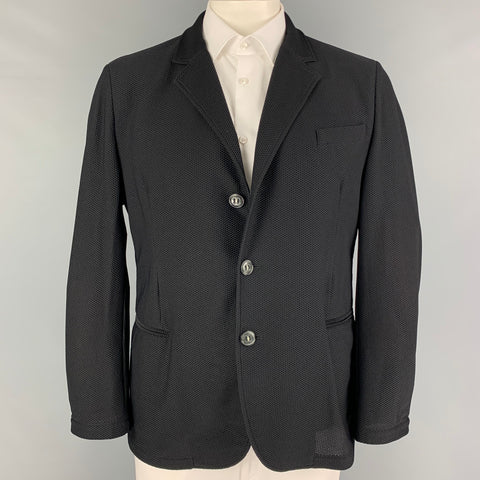 GIORGIO ARMANI Size 48 Black Textured Polyamide Sport Coat