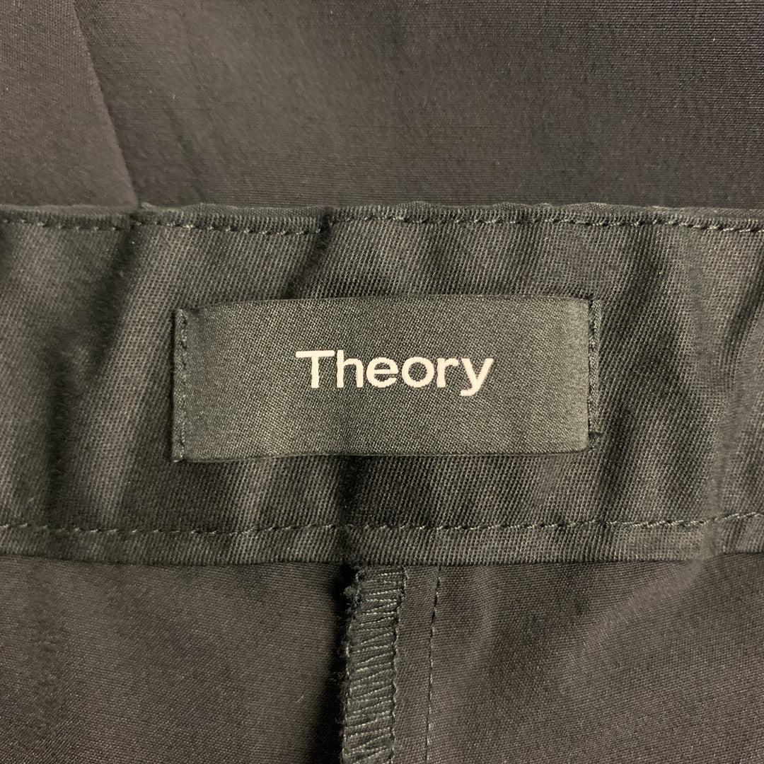 THEORY Size 38 Black Solid Polyester Blend Zip Fly Dress Pants