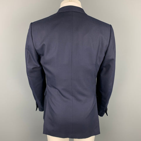 ERMENEGILDO ZEGNA Size 40 Navy Wool Peak Lapel Double Breasted Sport Coat
