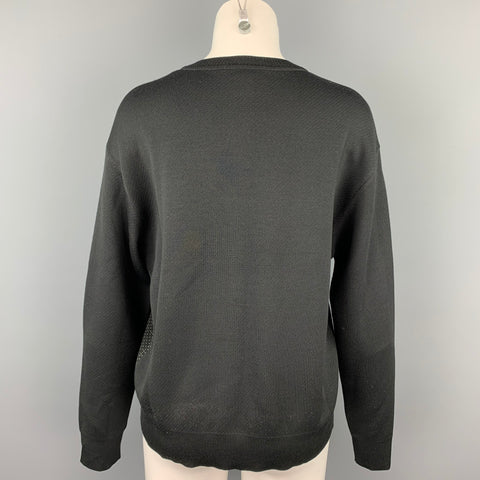 CALLE. JOHN Talla M Suéter tipo jersey de lana / rayón negro y beige con pantera negra
