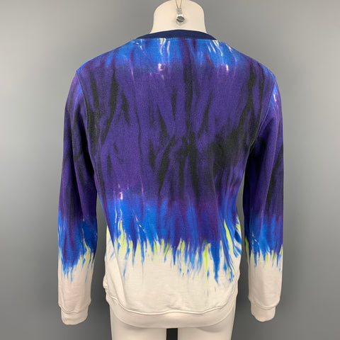 MSGM Size S Purple & White Tie Dye Cotton Crew-Neck Sweatshirt