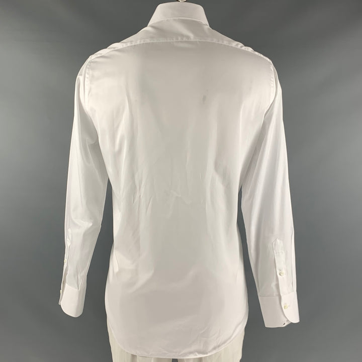 SUITSUPPLY Size XL White Solid Cotton Button Up Long Sleeve Shirt
