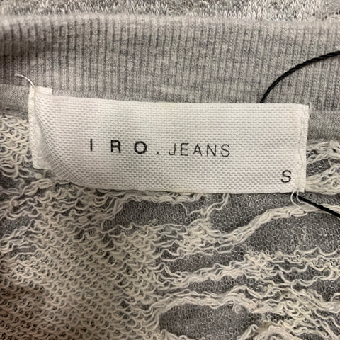 IRO Nona Size S Light Gray Distressed Cotton Blend  Long Sleeve Pullover