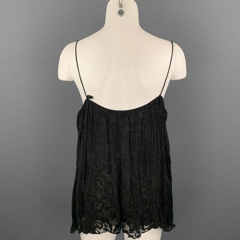 DONNA KARAN Talla 6 Blusa negra con tirantes finos de rayón / seda