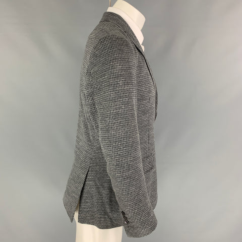 ETRO Size 40 Grey Light Grey Window Pane Wool Cotton Sport Coat