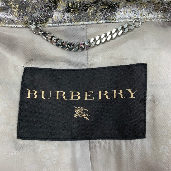 Abrigo de mezcla de seda jacquard metalizado plateado talla 6 de BURBERRY PRORSUM temprano