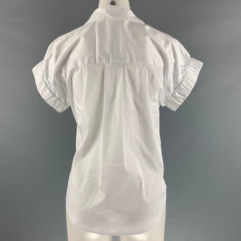 VERONICA BEARD Size 2 White Cotton Blend Short Sleeve Casual Top