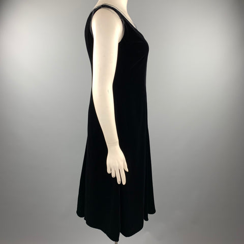GIORGIO ARMANI Talla 10 Vestido recto de viscosa / seda de malla negra