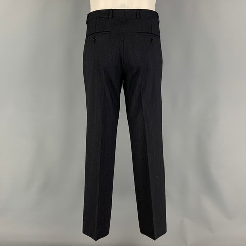 THEORY Size 40 Black Grey Pinstripe Wool Lycra Single breasted 34 Suit