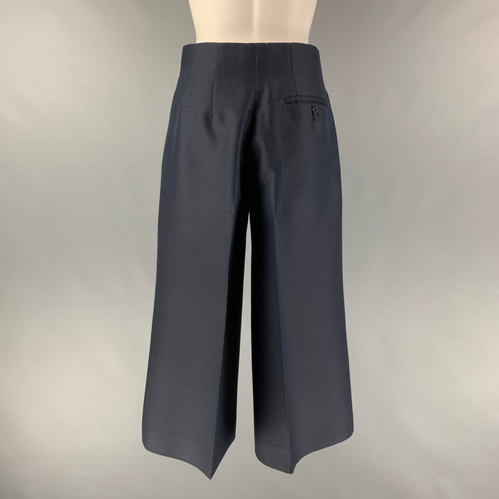 CELINE Size 4 Navy Wool &  Silk Solid Wide Leg Dress Pants