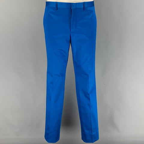 VERSACE COLLECTION Size 38 Royal Blue Cotton Notch Lapel Suit